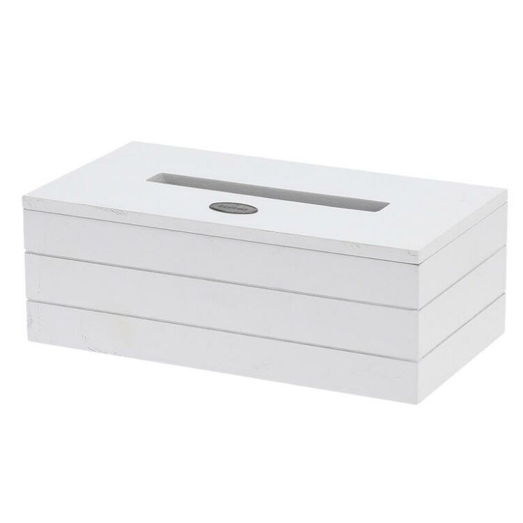 Dřevěný box na papírové kapesníky bílý