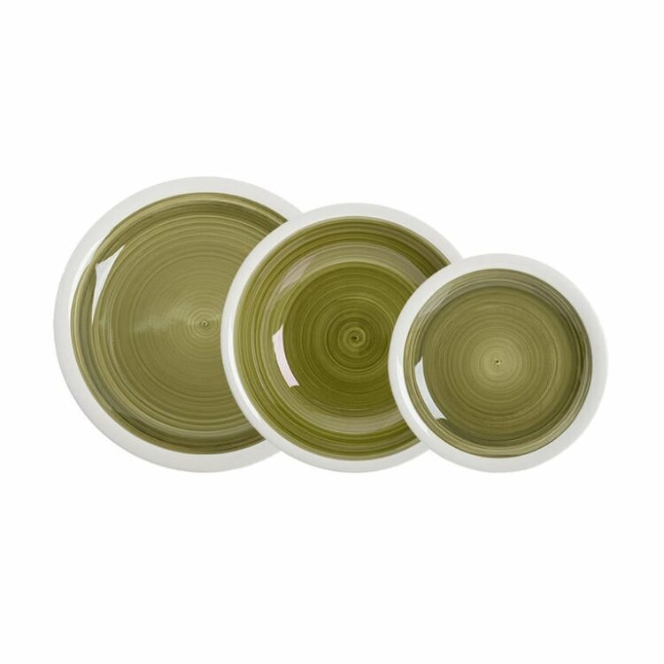 Keramická jídelní souprava JAIPUR 18 ks olivově zelená