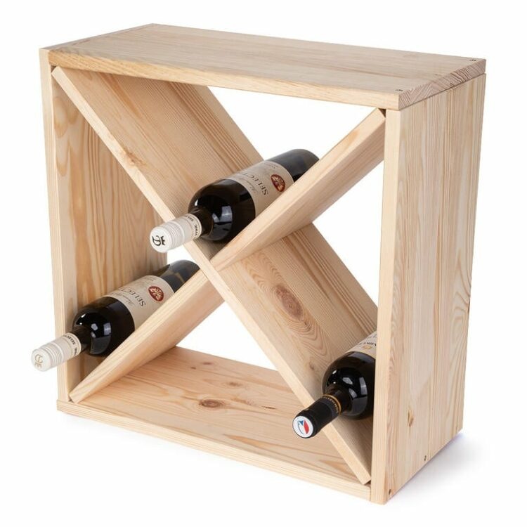 Police na víno dřevěná 47 x 47 x 23 cm