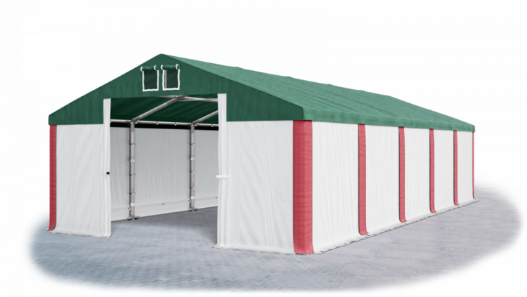 Garážový stan 4x6x2m střecha PVC 560g/m2 boky PVC 500g/m2 konstrukce ZIMA PLUS Bílá Zelená Červené