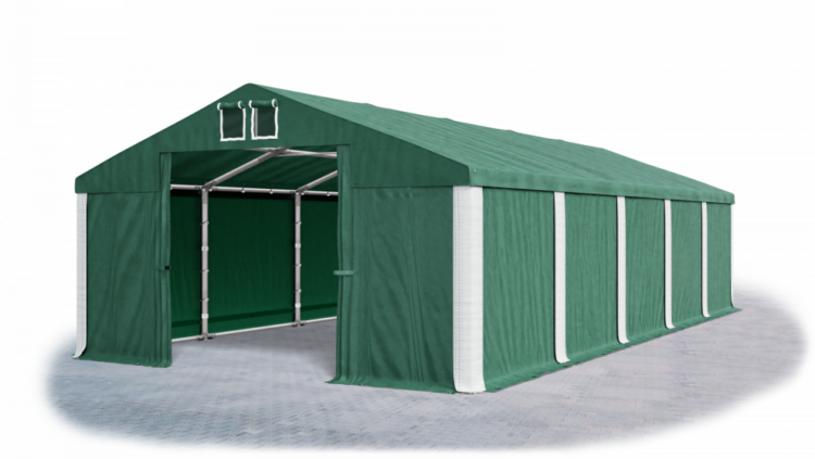 Garážový stan 6x8x3m střecha PVC 560g/m2 boky PVC 500g/m2 konstrukce ZIMA Zelená Zelená Bílé