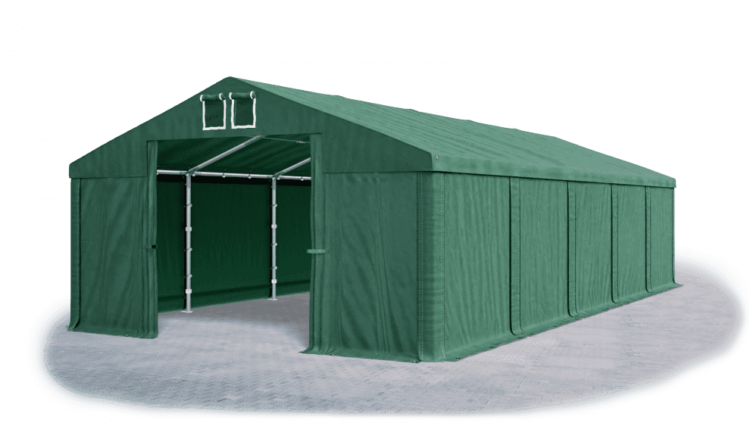 Garážový stan 6x8x3m střecha PVC 560g/m2 boky PVC 500g/m2 konstrukce ZIMA Zelená Zelená Zelené