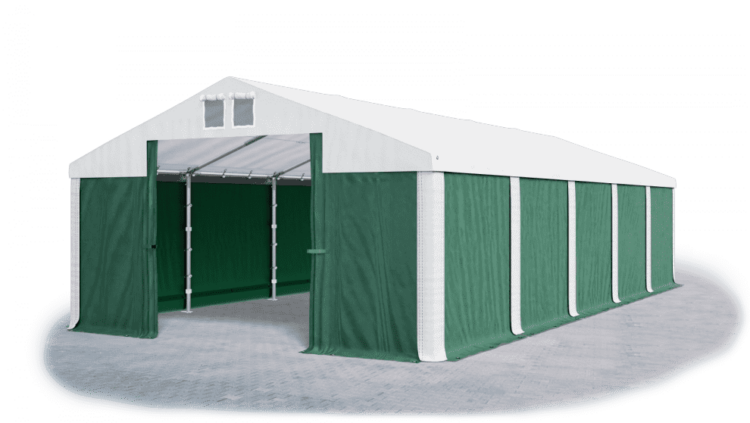 Garážový stan 4x6x2m střecha PVC 560g/m2 boky PVC 500g/m2 konstrukce ZIMA PLUS Zelená Bílá Bílé