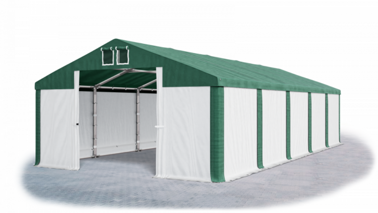 Garážový stan 6x12x4m střecha PVC 560g/m2 boky PVC 500g/m2 konstrukce ZIMA Bílá Zelená Zelené