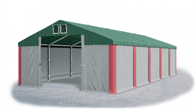 Garážový stan 4x6x2m střecha PVC 560g/m2 boky PVC 500g/m2 konstrukce ZIMA PLUS Šedá Zelená Červené