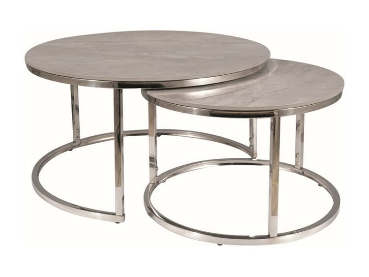 Konferenční stolek 2 ks  PORTAFINO Stříbrná / šedá
