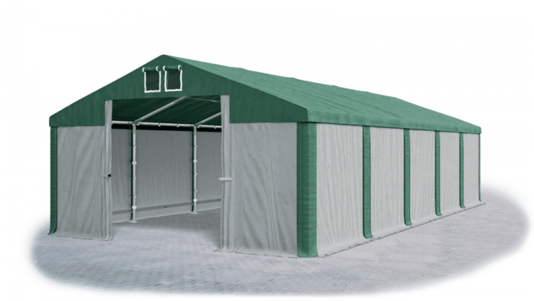 Garážový stan 4x6x2m střecha PVC 560g/m2 boky PVC 500g/m2 konstrukce ZIMA Šedá Zelená Zelené
