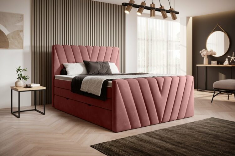 Boxspringová postel CANDICE 140 Lukso 24 - růžová