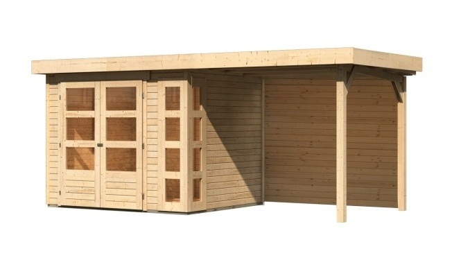 Dřevěný zahradní domek KERKO 3 s přístavkem 240 Dekorhome Přírodní dřevo