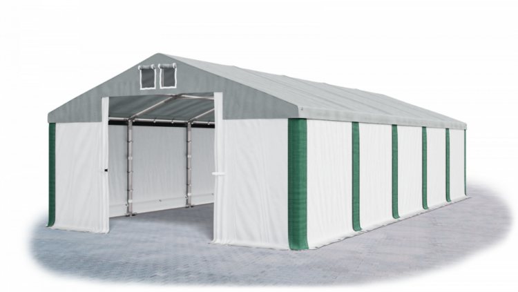 Garážový stan 4x6x2m střecha PVC 560g/m2 boky PVC 500g/m2 konstrukce ZIMA PLUS Bílá Šedá Zelené