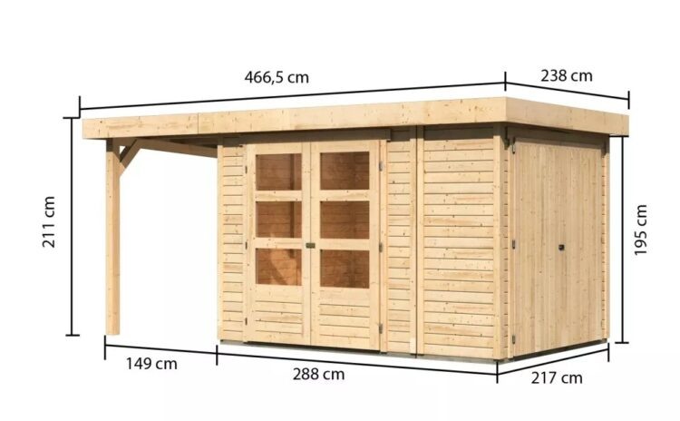Dřevěný zahradní domek RETOLA 2 Dekorhome 437 cm