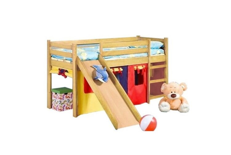 Dětská patrová postel se skluzavkou NEO PLUS Borovice