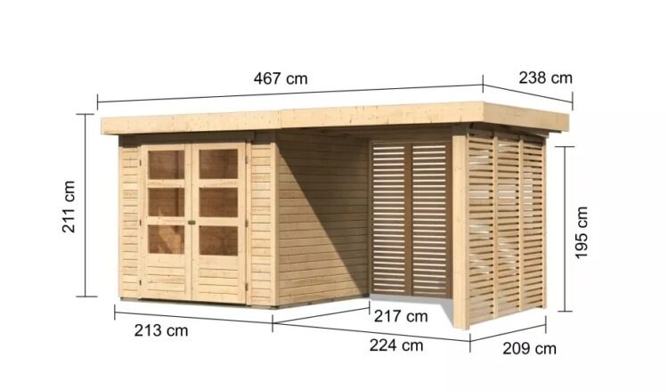 Dřevěný zahradní domek ASKOLA 2 s přístavkem Dekorhome 240 cm