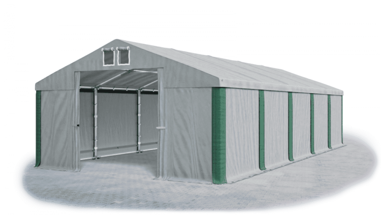 Garážový stan 4x6x2m střecha PVC 560g/m2 boky PVC 500g/m2 konstrukce ZIMA PLUS Šedá Šedá Zelené