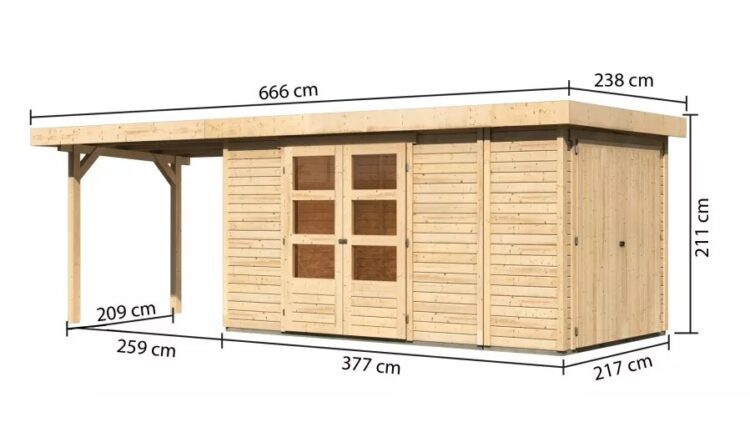 Dřevěný zahradní domek RETOLA 5 Dekorhome 636 cm