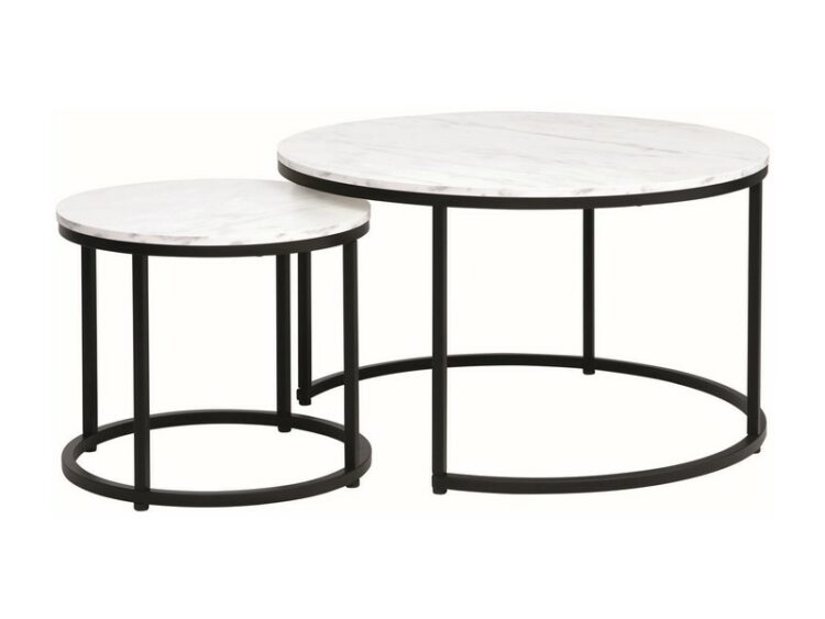 Konferenční stolek 2 ks DION Černá / bílá