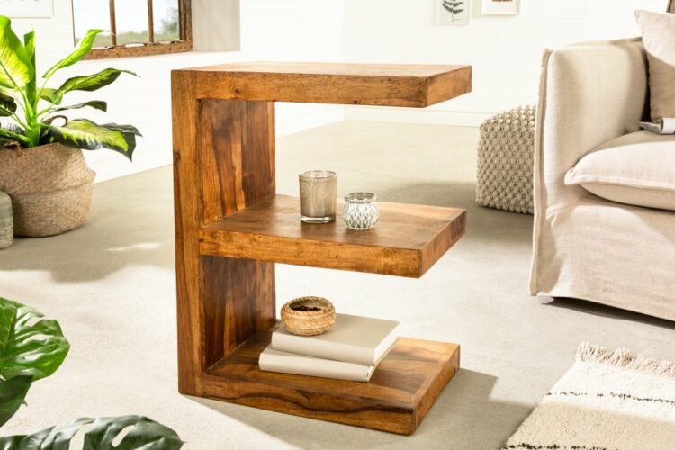 Odkládací stolek EUROS Dekorhome Sheeshamové dřevo